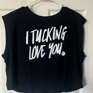 RARE FIND! Pure Barre “I Tucking Love You” crop top